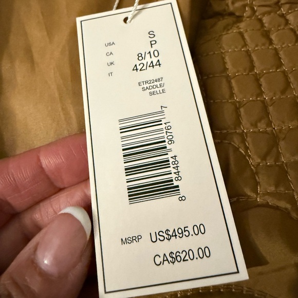 Elie Tahari Women's Quilted Floral-Stitch Coat - Picture 6 of 7